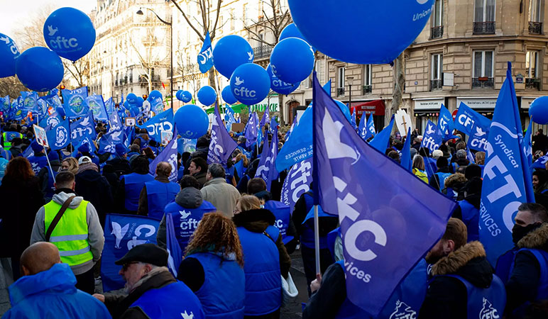 manifestation de travailleurs de la CFTC