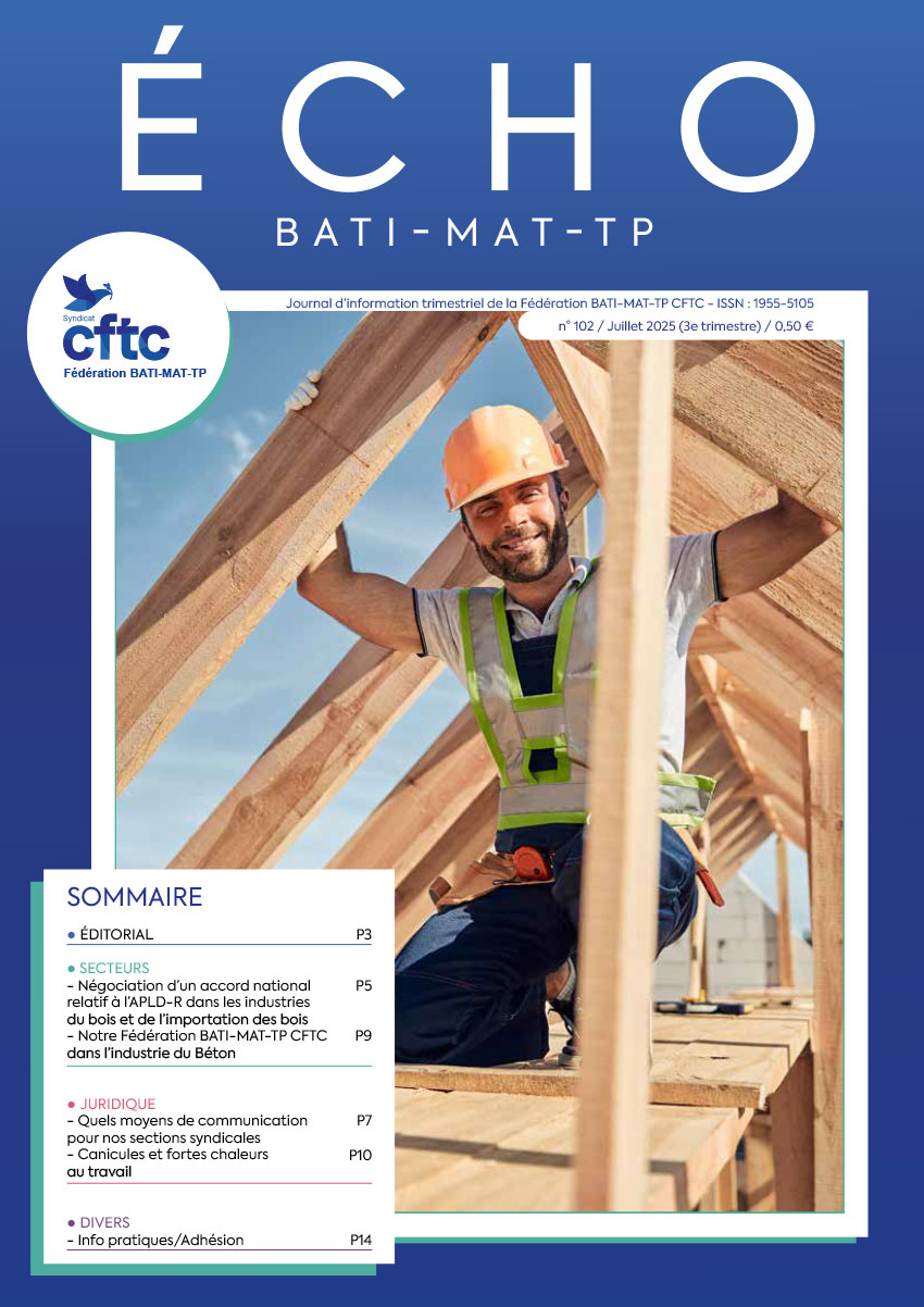 Couverture du Magazine ECHO 102 - BATI-MAT-TP CFTC