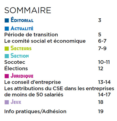 Sommaire du Magazine ECHO 68 - BATI-MAT-TP CFTC