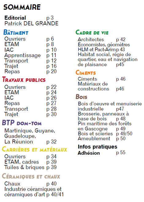 Sommaire du Magazine ECHO 70 - BATI-MAT-TP CFTC