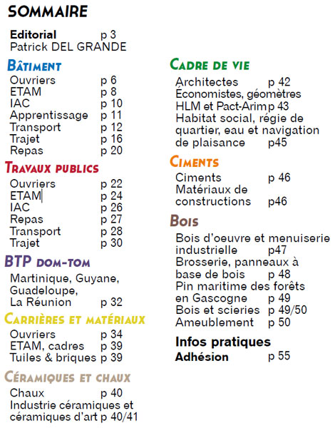 Sommaire du Magazine ECHO 74 - BATI-MAT-TP CFTC
