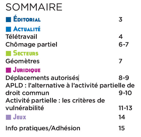 Sommaire du Magazine ECHO 79 - BATI-MAT-TP CFTC