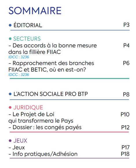 Sommaire du Magazine ECHO 90 - BATI-MAT-TP CFTC