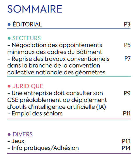 Sommaire du Magazine ECHO 106 - BATI-MAT-TP CFTC