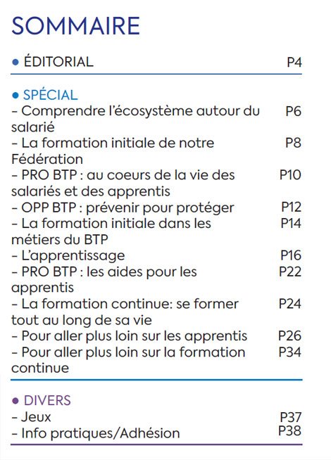 Sommaire du Magazine ECHO 107 - BATI-MAT-TP CFTC